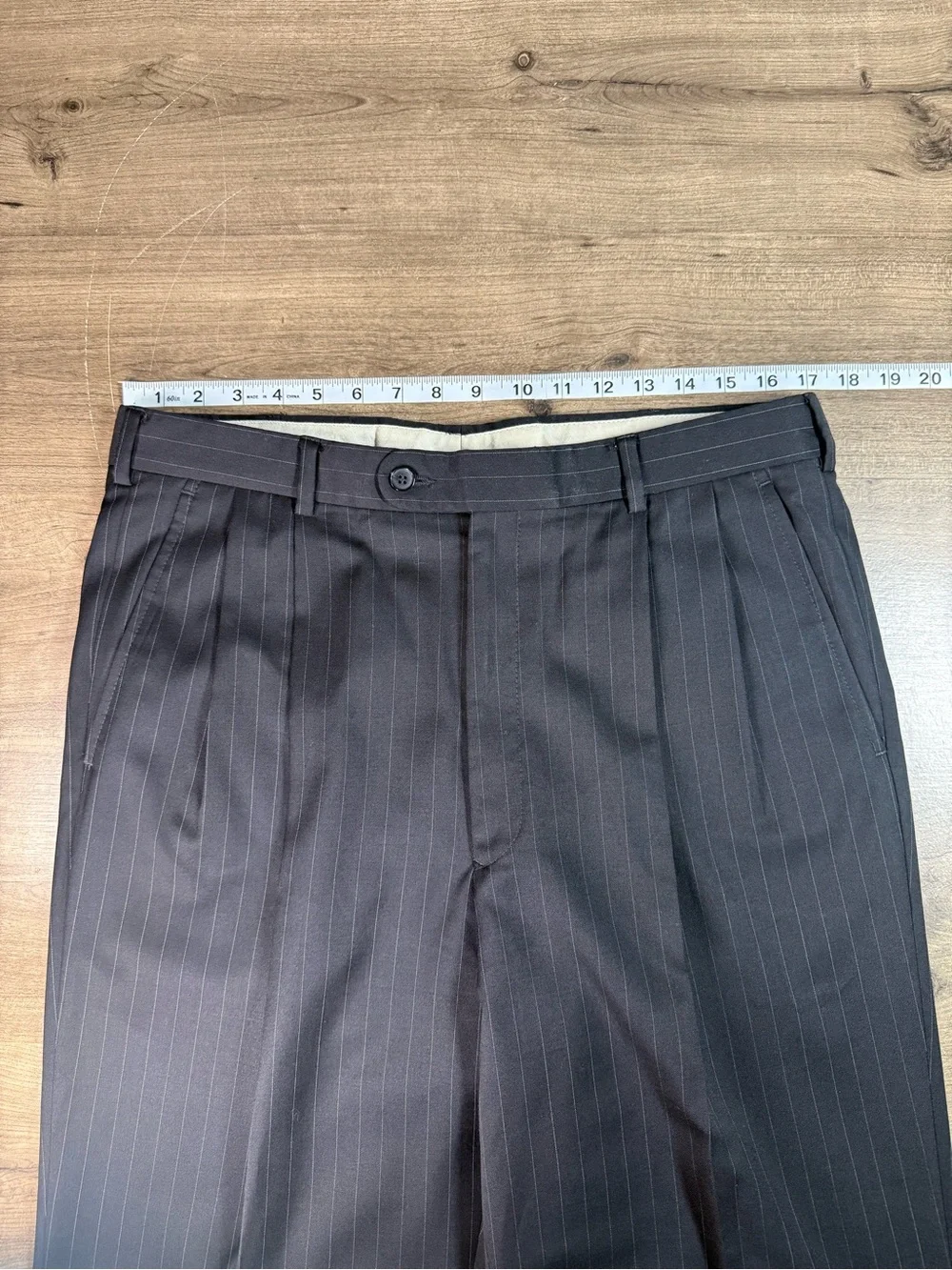Vintage Museo Ruffini Italy 100% Wool Mens Pin Stripe Dress Pants Trousers 34x31